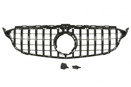 Grile - Grila radiator (cu orificii camera, AMG/GT, negru lucios) potrivit MERCEDES C-KLASA W205 2018-2021