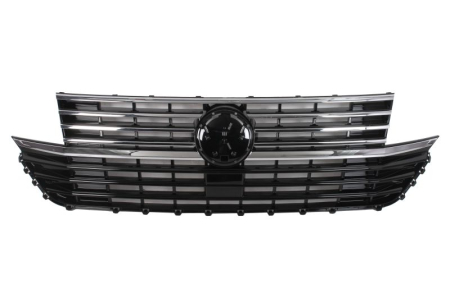 Grile - Grila radiator Fata (cu stipe cromate, crom/negru) potrivit VW TRANSPORTER T6 2019-2024