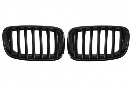 Grila radiator fata (Set 2 bucati, negru/negru lucios) potrivit BMW X5 (E70) 3.0-4.8 10.06-07.13 02.07-06.13