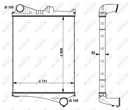 intercooler (diametru admisie 100 mm) potrivit VOLVO FH, FH12, FM, FM12, FM7, FM9, FMX D11A-370-D9B380 08.93- [2]