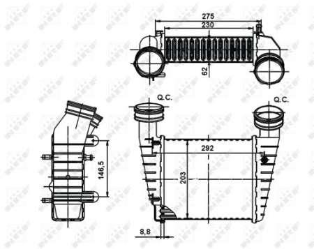Intercooler - Intercooler potrivit SKODA SUPERB I; VW PASSAT 1.9D/2.0D 2000-2008