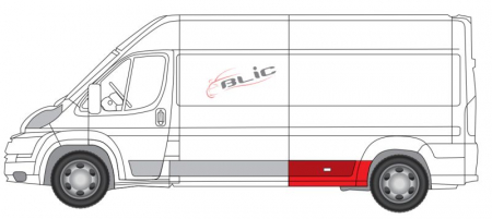 Panou lateral - Kit reparatie aripa spate stanga (before wheel, model lung; cu orificiu pentru lumina de degajare) potrivit CITROEN JUMPER; FIAT DUCATO; PEUGEOT BOXER 04.06-08.14