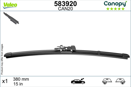Lama stergator fata (1buc) Canopy 380mm potrivit ABARTH GRANDE PUNTO, PUNTO, PUNTO EVO; ALFA ROMEO MITO; AUDI A1; CHEVROLET AVEO; CITROEN C3 III; FIAT 500L 09.99- [2]
