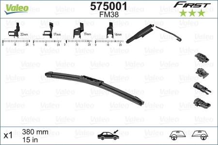 Lama stergator fata (1buc) FM38 First Flat Blade 380mm potrivit AUDI A1; FIAT 500L, GRANDE PUNTO, IDEA, LINEA, PANDA, PANDA/HATCHBACK, PUNTO, PUNTO EVO 03.92- [3]
