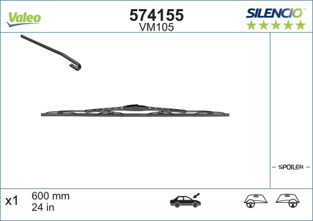 Lama stergator fata VM105 Silencio 600mm potrivita BMW 5 (E34), 7 (E32), 7 (E38), 8 (E31); RENAULT SAFRANE I, SAFRANE II 1985-2001 (1buc) [3]
