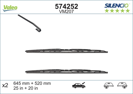 Lama stergator fata (2buc) VM207 Silencio 645/520mm potrivit PEUGEOT 607 02.00-07.11 [3]