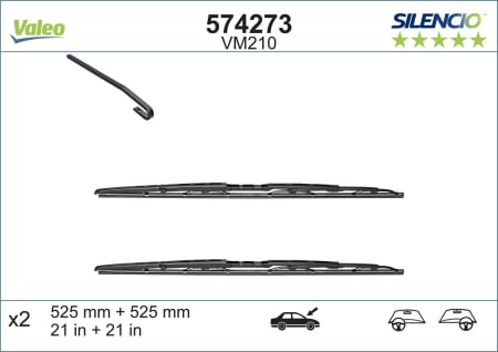 Lama stergator fata (2buc) VM210 Silencio 525mm potrivit LAND ROVER DISCOVERY II 11.98-06.04 [3]