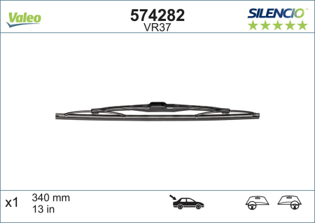 Lama stergator spate (1buc) VR37 Silencio 340mm potrivit AUDI A3, A4 B6, A4 B7, Q7; SEAT ALTEA, ALTEA XL, IBIZA III, IBIZA IV, IBIZA IV SC, IBIZA IV ST, IBIZA IV/HATCHBACK 04.01-08.15 [3]