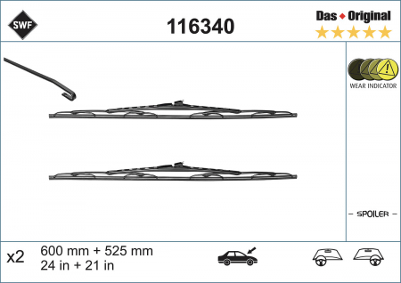 Lamela stergator fata (1 set=2 buc) cadru cu spoiler 600/525mm [3]