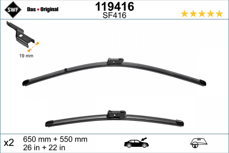 Lamela stergator fata (2 buc) Visioflex 650/550mm potrivit CITROEN JUMPER II; FIAT DUCATO; OPEL MOVANO C; PEUGEOT BOXER 04.06- [3]