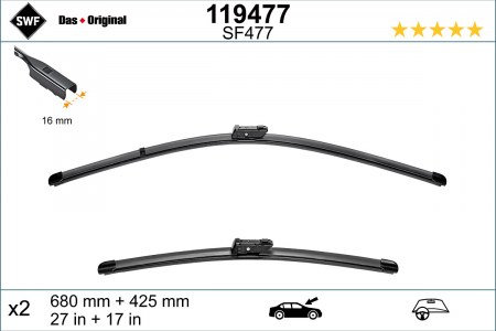 Lamela stergator fata cu spoiler (2buc.) Visioflex 680/425mm potrivit DS DS 7; CITROEN C5 AIRCROSS; FORD TOURNEO COURIER V769, TRANSIT COURIER V769/MINIVAN; PEUGEOT 3008, 3008 II, 5008 II 05.16- [3]