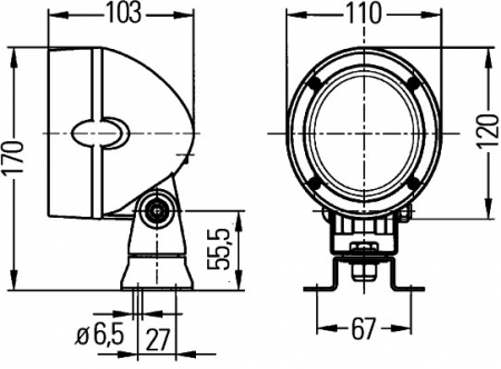 Lampa de lucru (H3/Halogen, 12/24V, lungime: 2000mm, inaltime: 170mm, latime: 110mm, adancime: 103mm) potrivit JOHN DEERE 6000, 7000 01.06- [1]