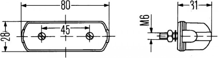 Lampa numar inmatriculare potrivit VW CADDY I; FENDT 200; JOHN DEERE 2000, 4000 dupa 1974 (C5W, 12/24V, culoare: negru, culoare sticla: transparent, 28x31mm) 24V [1]