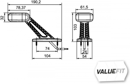 Lumina delimitare dreapta, portocaliu/rosu/alb, LED, inaltime 103mm; latime 190,2mm; adancime 61,5mm, fixare orizontala, 12/24V [2]