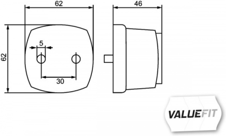 Lumina delimitare stanga/dreapta, alb, C5W/Halogen, inaltime 46mm; latime 62mm; adancime 62mm, surub, 12V [3]