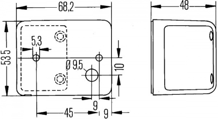 Lumina delimitare stanga/dreapta, alb, Halogen/R10W, inaltime 48mm; latime 68mm; adancime 54mm, surub/fixare verticala, 12/24V (IP5K9K) [2]