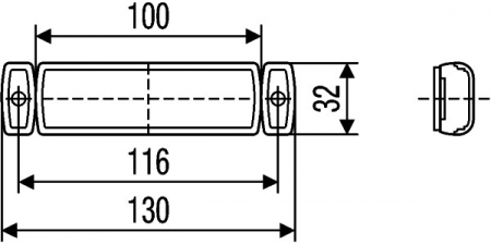 Lumina delimitare stanga/dreapta, galben, LED, inaltime 32mm; latime 130mm; adancime 32mm, surub/fixare orizontala, lungime cablu 1500mm, 24V (IP6K9K) [2]