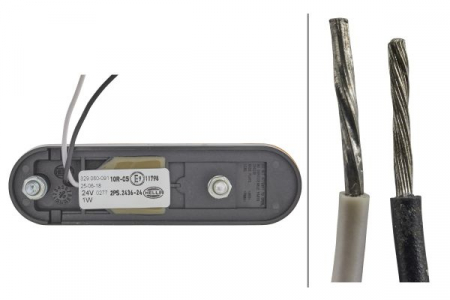 Lumina delimitare stanga/dreapta, galben, LED, inaltime 32mm; latime 114mm; adancime 32mm, surub/fixare orizontala, lungime cablu 100mm, fara prindere, 24V (IPX9K) [1]