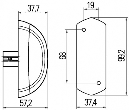 Lumina delimitare stanga/dreapta, rosu/alb, LED, inaltime 99,2mm; latime 37,5mm; adancime 37,7mm, 12V [2]