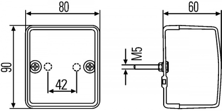 Lumina delimitare stanga/dreapta, rosu, Halogen/R10W, inaltime 90mm; latime 60mm; adancime 80mm, fixare orizontala, 12/24V [2]