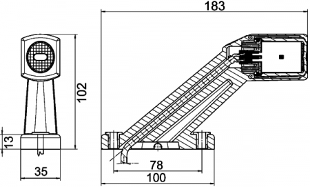 Lumina delimitare stanga, rosu/alb/galben, LED, inaltime 102mm; latime 35mm; adancime 35/183mm, lungime cablu 500mm, 12/24V (IP6K9K) [3]