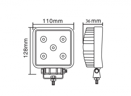 Lumina lucru (Epistar LED, 10-30V, 15W, 1200lm, numar elemente LED: 5x3W, inaltime: 110mm, latime: 110mm, adancime: 36mm) [2]