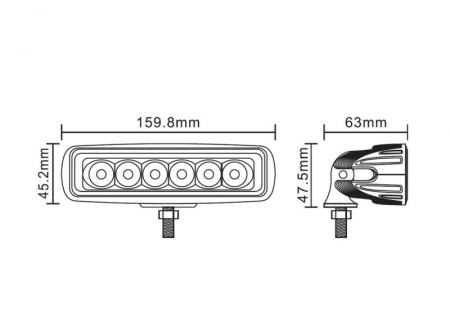 Lumina lucru (Epistar LED, 10-30V, 18W, 1440lm, numar elemente LED: 6x3W, inaltime: 45,2mm, latime: 159,8mm, adancime: 63mm) [2]