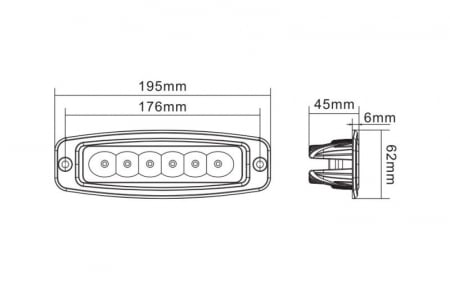 Lumina lucru (Epistar LED, 10-30V, 18W, 1440lm, numar elemente LED: 6x3W, inaltime: 62mm, latime: 195mm, adancime: 45mm) [2]