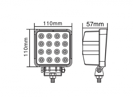 Lumina lucru (Epistar LED, 10-30V, 48W, 3840lm, numar elemente LED: 16x3W, inaltime: 110mm, latime: 110mm, adancime: 57mm) [2]