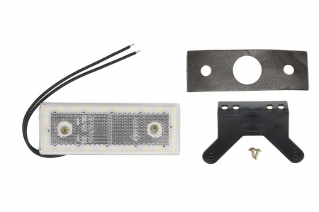 Piese Auto - Lumini clarificare stanga/dreapta, alb, LED, inaltime 44mm; latime 119mm; adancime 19,5mm, în relief, lungime cablu 220mm, cu cuier, 12/24V