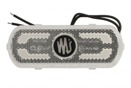 Lumini clarificare stanga/dreapta, forma: oval, alb, LED, inaltime 53mm; latime 134mm; adancime 25mm, în relief, lungime cablu 240mm, cu cuier, 12/24V (cu afișare a conturului vehiculului pe șosea, IP [0]