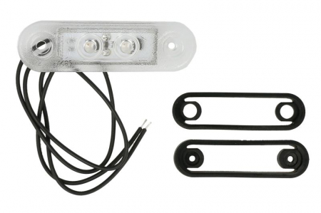 Iluminat auto - Lumini clarificare stanga/dreapta, forma: oval, portocaliu, LED, inaltime 22,8mm; latime 79,5mm; adancime 13mm, suprafata, lungime cablu 300mm, 12/24V (in orificiu 44x17mm; oval cu saiba HOR 72; trans