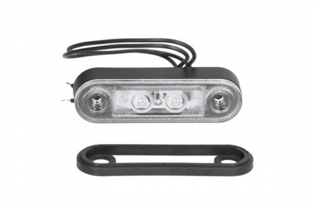 Iluminat auto - Lumini clarificare stanga/dreapta, forma: oval, rosu, LED, inaltime 22,8mm; latime 79,5mm; adancime 13mm, suprafata, lungime cablu 300mm, 12/24V (in orificiu 44x17mm; oval cu saiba HOR 72; transparent