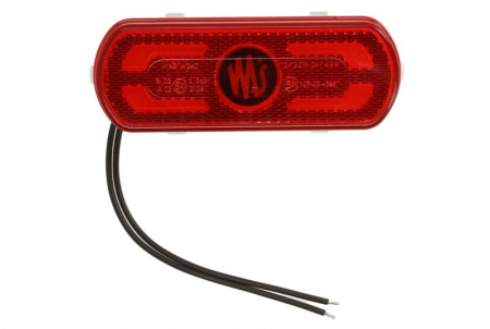 Piese Auto - Lumini clarificare stanga/dreapta, forma: oval, rosu, LED, inaltime 53mm; latime 134mm; adancime 25mm, în relief, lungime cablu 240mm, cu cuier, 12/24V (cu afișare a conturului vehiculului pe șosea, I