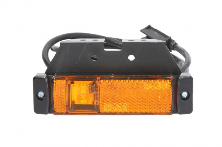 Piese Auto - Lumini clarificare stanga/dreapta, portocaliu, LED, inaltime 32mm; latime 116mm, în relief, lungime cablu 1500mm, cu cuier, 12/24V (cu clemă pentru fir plat, conector: CLICK-IN/JAEGER)