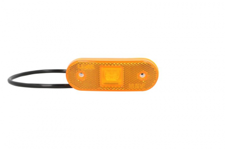 Piese Auto - Lumini clarificare stanga/dreapta, portocaliu, LED, inaltime 40mm; latime 113,5mm, lungime cablu 500mm, 12/24V (cu clemă pentru fir plat, conector: CLICK-IN/JAEGER)