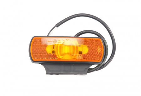 Iluminat auto - Lumini clarificare stanga/dreapta, portocaliu, LED, inaltime 44mm; latime 122mm; adancime 16mm, în relief, lungime cablu 500mm, cu cuier, 12/24V (cu reflector)