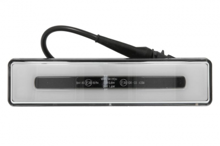 Piese Auto - Lumini clarificare stanga/dreapta, portocaliu, LED, inaltime 50mm; latime 43mm, în relief, lungime cablu 220mm, 12/24V (tip: neon; cu un dop)