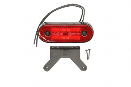 Piese Auto - Lumini clarificare stanga/dreapta, rosu, LED, inaltime 41mm; latime 115mm; adancime 20mm, în relief, lungime cablu 220mm, cu cuier, 12/24V