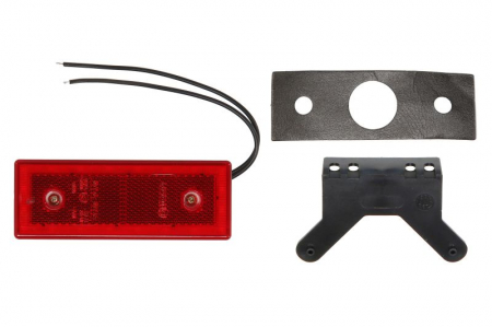 Piese Auto - Lumini clarificare stanga/dreapta, rosu, LED, inaltime 44mm; latime 119mm; adancime 19,5mm, în relief, lungime cablu 220mm, cu cuier, 12/24V