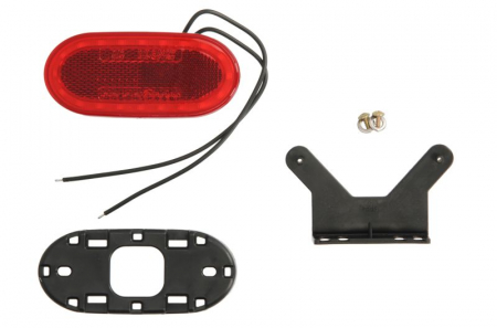 Piese Auto - Lumini clarificare stanga/dreapta, rosu, LED, inaltime 46,5mm; latime 106,5mm; adancime 21,8mm, în relief, lungime cablu 220mm, cu cuier, 12/24V