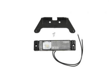 Piese Auto - Lumini clarificare stanga/dreapta; SLIM, alb, LED, inaltime 32mm; latime 130mm; adancime 12,5mm, în relief, lungime cablu 210mm, cu cuier, 12/24V (SLIM)