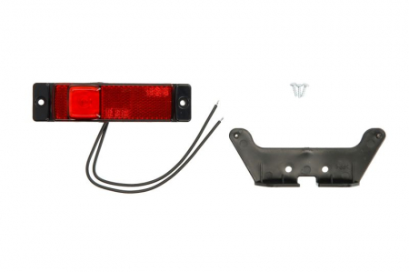 Piese Auto - Lumini clarificare stanga/dreapta; SLIM, rosu, LED, inaltime 32mm; latime 130mm; adancime 12,5mm, în relief, lungime cablu 210mm, cu cuier, 12/24V (SLIM)