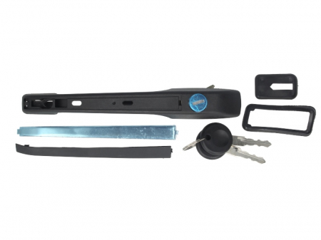Maner usa - Maner usa Fata Dreapta cu cheie, exterior, cu incuietoare, crom/negru potrivit VW CADDY I, GOLF II, JETTA II, PASSAT B2, POLO, POLO CLASSIC, POLO II, SCIROCCO 0.9-2.2 1979-1994