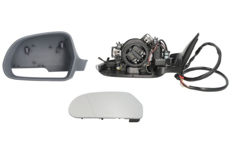 Oglinzi auto - Oglinda laterala stanga (electric, cu memorie, asferic, cu incalzire, grunduit, rabatare electrica, cu semnalizator) potrivit SKODA OCTAVIA II 2008-2013