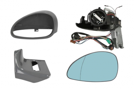 Oglinzi auto - Oglinda stanga electrica, asferic, incalzita, albastra, grunduita, pliabila electric CITROEN C4 intre 2004-2010