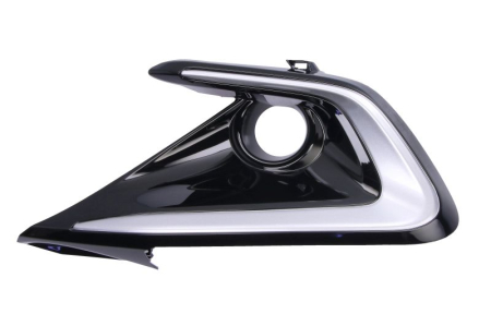 Caroserie - Ornament bara Fata Stanga cu orificii proiector ceata, gri/negru lucios potrivit TOYOTA COROLLA 10.18- Hatchback 06.22-