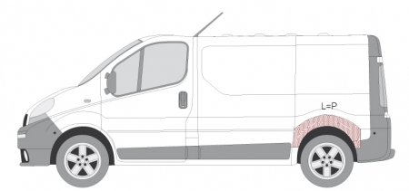 Panou lateral - Panou reparatie roata spate stanga/dreapta interior partea NISSAN PRIMASTAR; OPEL VIVARO A; RENAULT TRAFIC II dupa 2001