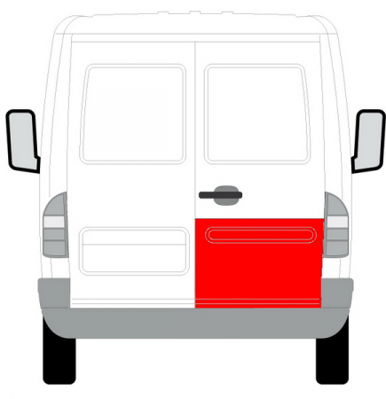 Panou reparatie usa Spate Dreapta (strat, partea inferioara, 1/3 inaltime) potrivit MERCEDES SPRINTER 2-T (B901, B902), SPRINTER 3-T (B903), SPRINTER 4-T (B904) 02.95-05.06 [1]