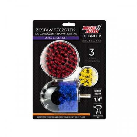Echipamente - Perie pentru spalat si curatat MOJE AUTO, pivotanta, pentru tetiere / pentru tapiterie textila, pentru burghie, 3 buc. Set